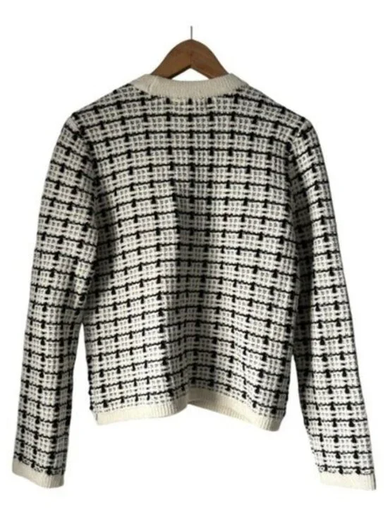 Marled Chic Black and White Checkered Cardigan - Picture 7 of 7